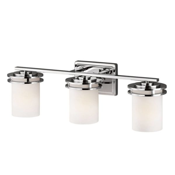 KICHLER Applique LED Hendrik IP44 chromée/verre, 3 lampes KICHLER