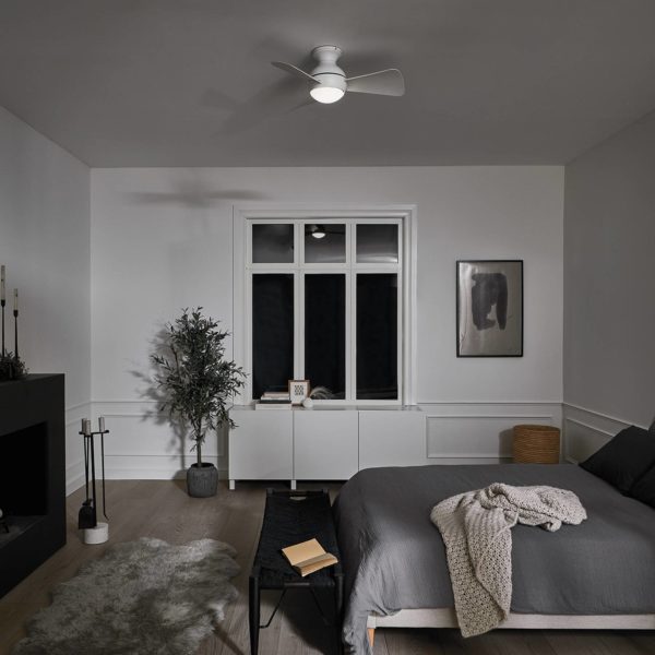 KICHLER Ventilateur de plafond LED Sola, IP23 blanc mat KICHLER