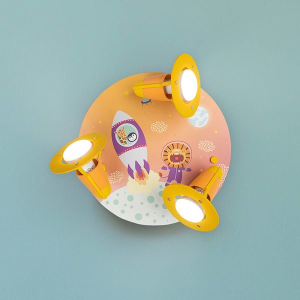 Elobra Plafonnier rond Escape, orange, à 3 lampes Elobra