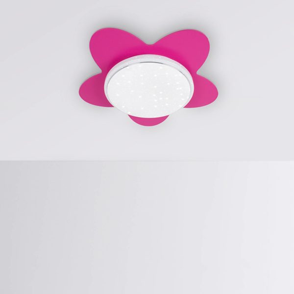 Elobra Plafonnier LED fleur Starlight, rose Elobra