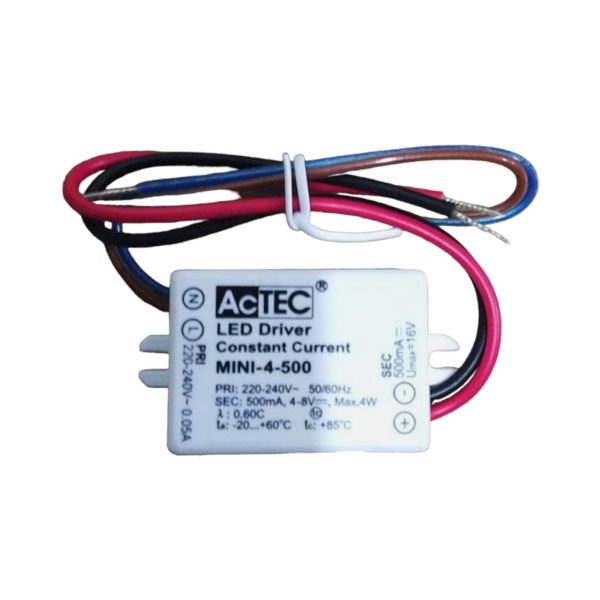 AcTEC Mini driver LED CC 500mA, 4 W, IP65 AcTEC