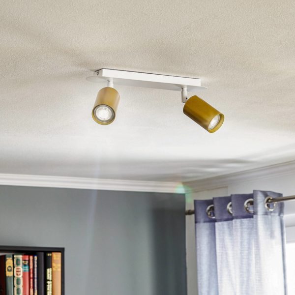 EMIBIG LIGHTING Spot pour plafond Zen 2 avec 2 spots, blanc-doré EMIBIG LIGHTING