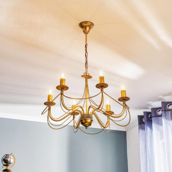EMIBIG LIGHTING Lustre Tori 6, à 6 lampes, doré EMIBIG LIGHTING