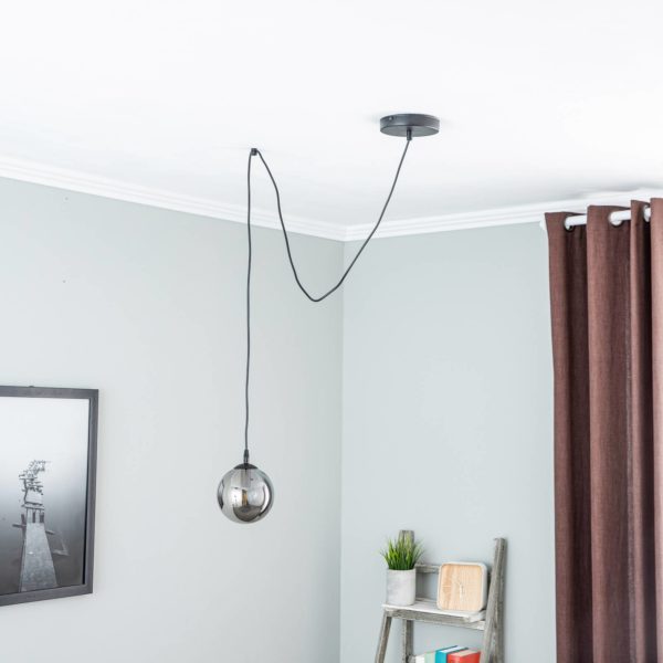 EMIBIG LIGHTING Suspension Glassy, 1 lampe, décentrée, graphite EMIBIG LIGHTING