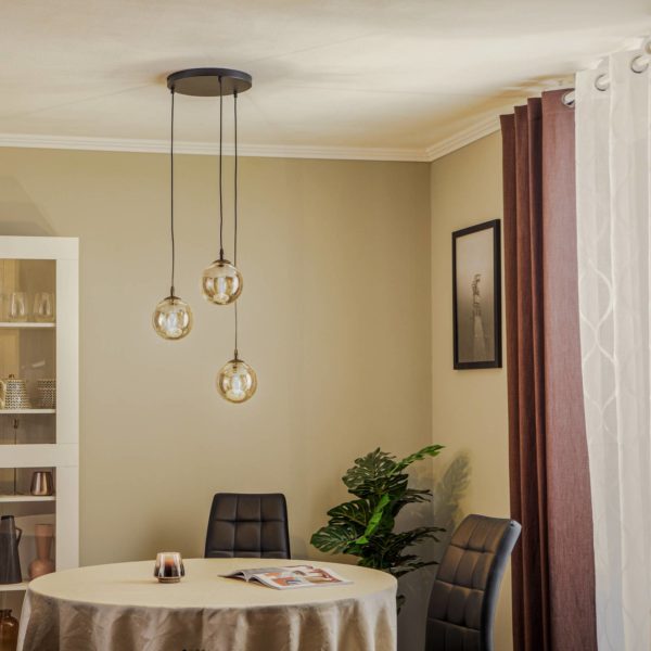 EMIBIG LIGHTING Suspension Glassy à 3 lampes ronde, verre graphite EMIBIG LIGHTING