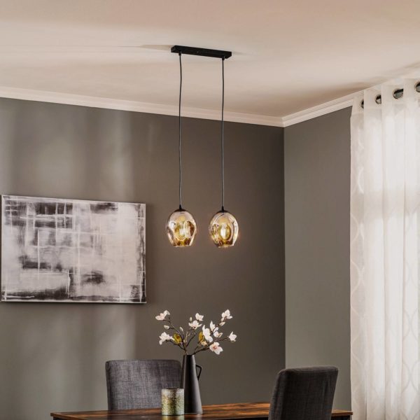 EMIBIG LIGHTING Suspension Starla, 2lampes, verre graphite EMIBIG LIGHTING