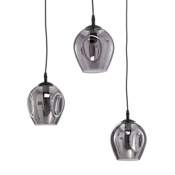 EMIBIG LIGHTING Suspension Starla décentrée, 3 lampes, graphite EMIBIG LIGHTING