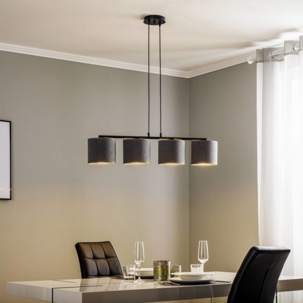 EMIBIG LIGHTING Suspension Jari x4 longue, gris-doré EMIBIG LIGHTING
