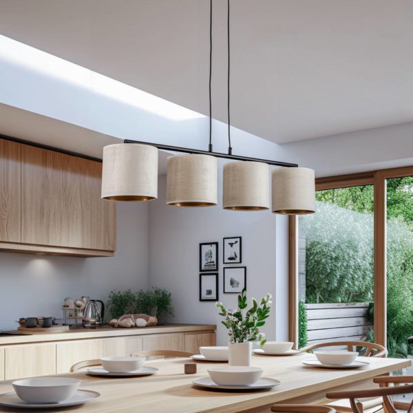 EMIBIG LIGHTING Suspension Jari x4 longue, blanc-doré EMIBIG LIGHTING