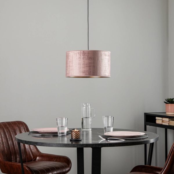 EMIBIG LIGHTING Suspension Jari abat-jour tissu 1 lampe rosé doré EMIBIG LIGHTING