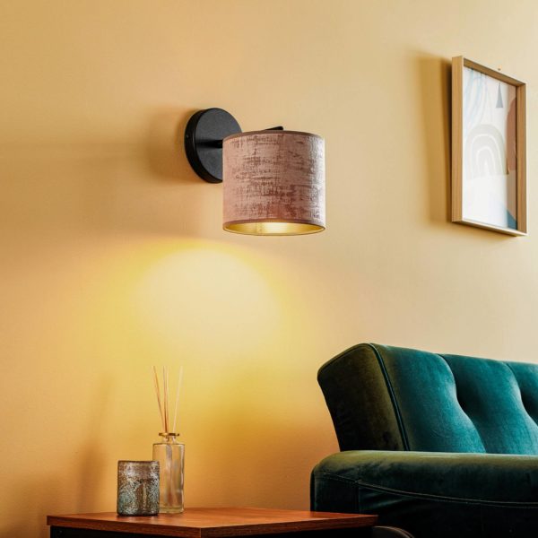 EMIBIG LIGHTING Applique Jari abat-jour tissu, rosé doré EMIBIG LIGHTING