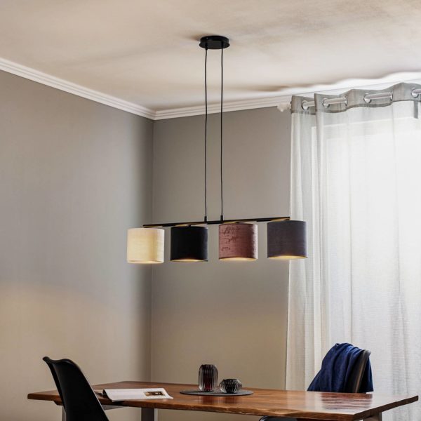 EMIBIG LIGHTING Suspension Jari x4 longue, noir-blanc-gris-rosé EMIBIG LIGHTING