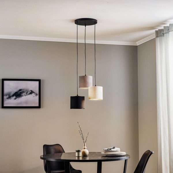 EMIBIG LIGHTING Suspension Jari x3 ronde, noir-blanc-gris EMIBIG LIGHTING