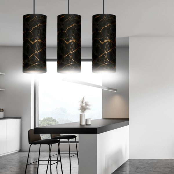 EMIBIG LIGHTING Suspension Joni allongée 3 lampes, noir marbré EMIBIG LIGHTING