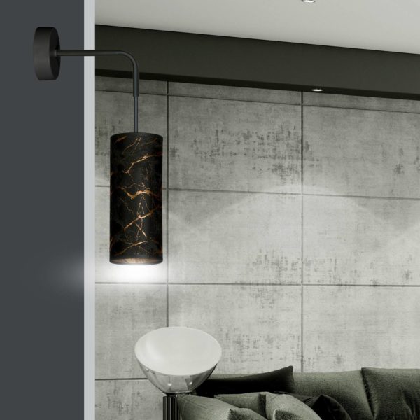 EMIBIG LIGHTING Applique Joni, tissu, 1 lampe, noir marbré EMIBIG LIGHTING