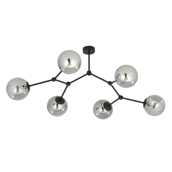 EMIBIG LIGHTING Plafonnier Space, noir/graphite, à six lampes EMIBIG LIGHTING