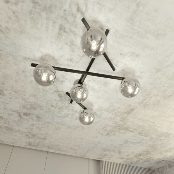 EMIBIG LIGHTING Plafonnier Smart, noir/graphite, à 5 lampes EMIBIG LIGHTING