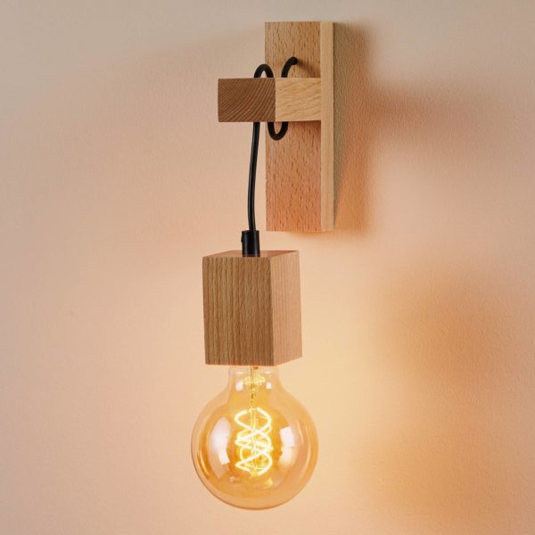 Eko-Light Applique Jack en bois clair, angulaire Eko-Light