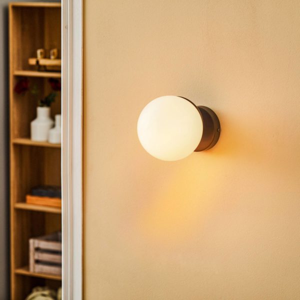 Eko-Light Applique Sfera 1 lampe, verre/noir Eko-Light