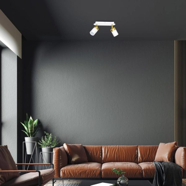 Eko-Light Spot pour plafond Joker, blanc/doré, à 2 lampes Eko-Light