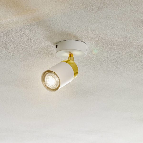 Eko-Light Spot pour plafond Joker, blanc/doré, à 1 lampe Eko-Light