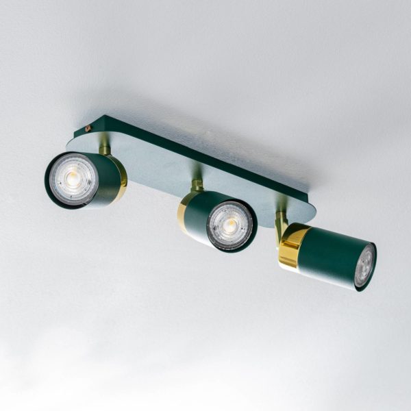 Eko-Light Spot pour plafond Joker, vert/doré, à 3 lampes Eko-Light