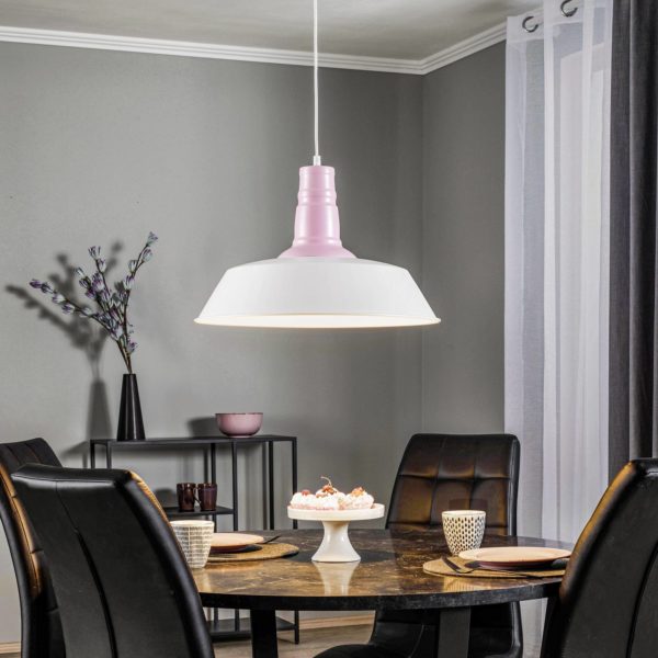 Eko-Light Suspension Enzo, look industriel, blanche/rose Eko-Light
