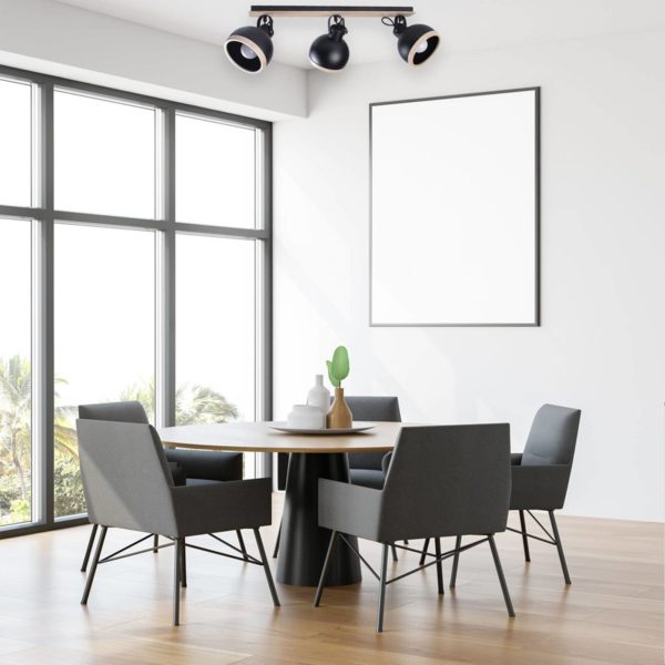 Eko-Light Spot pour plafond Oval, long, à 3 lampes, noir Eko-Light
