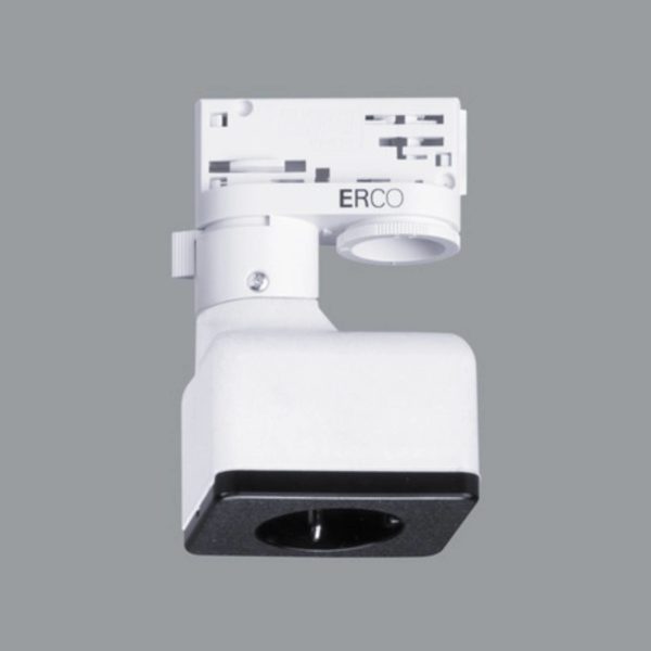 ERCO adaptateur triphasé avec prise Schuko, blanc ERCO