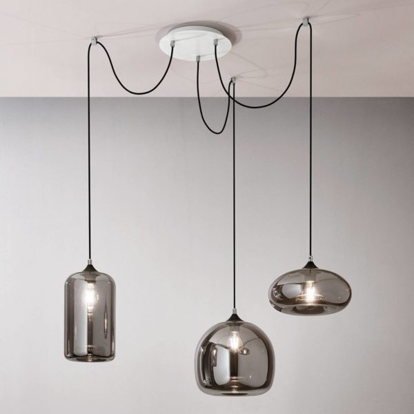 Fabas Luce Suspension élégante Fiona, grise-transparente Fabas Luce