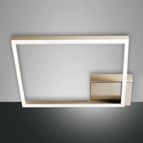Fabas Luce plafonnier LED Bard, 42×42 cm, finition dorée mate Fabas Luce