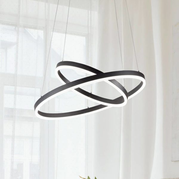 Fabas Luce Suspension LED Giotto, à 2 lampes, noire Fabas Luce
