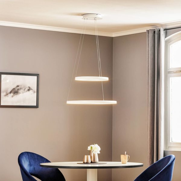 Fabas Luce Suspension LED Giotto, à 2 lampes, blanche Fabas Luce