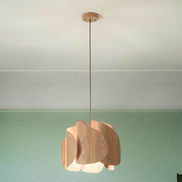 Fabas Luce Pevero suspension en bois de frêne, forme courbe Fabas Luce