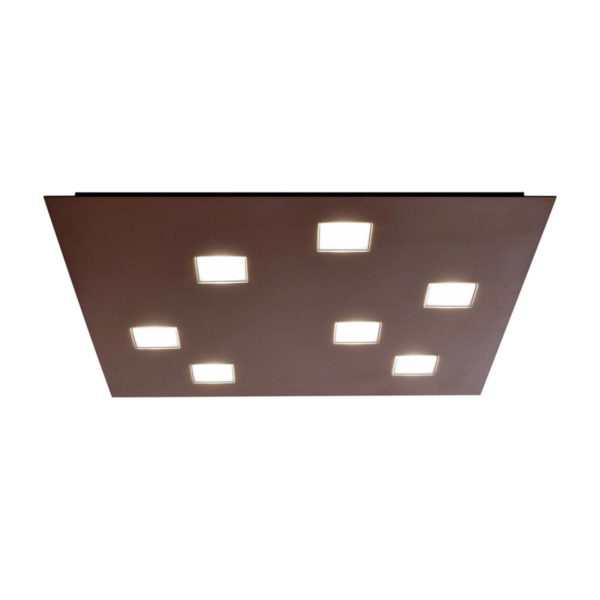 Fabbian Plafonnier LED Quarter rectangulaire, 7 LED, brun Fabbian
