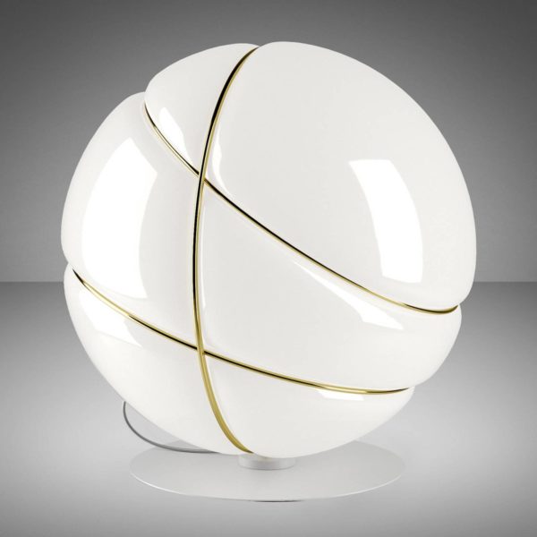 Fabbian Armilla lampe à poser verre blanche, dorée Fabbian