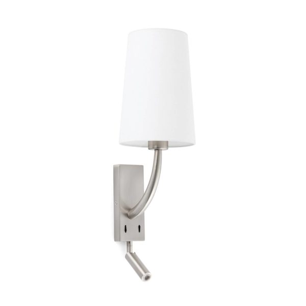 FARO BARCELONA Applique Rem avec liseuse LED, blanche/nickel FARO BARCELONA