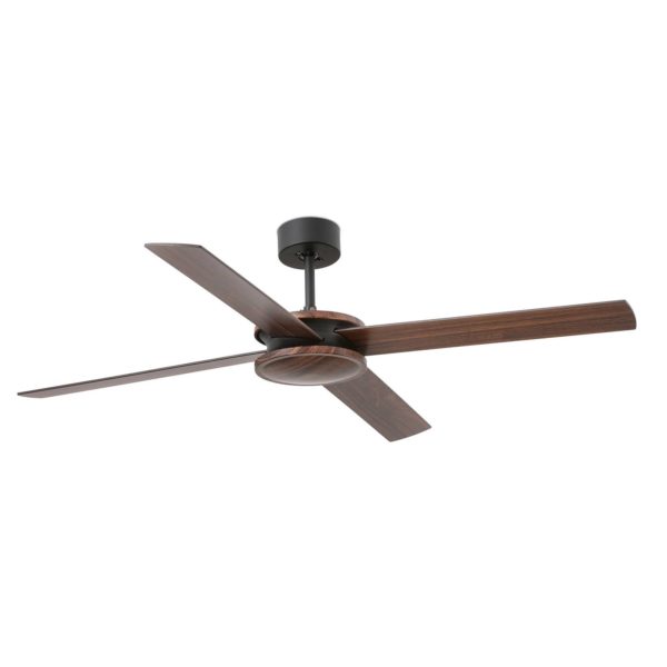 FARO BARCELONA Ventilateur de plafond Polea, bois foncé/noir FARO BARCELONA