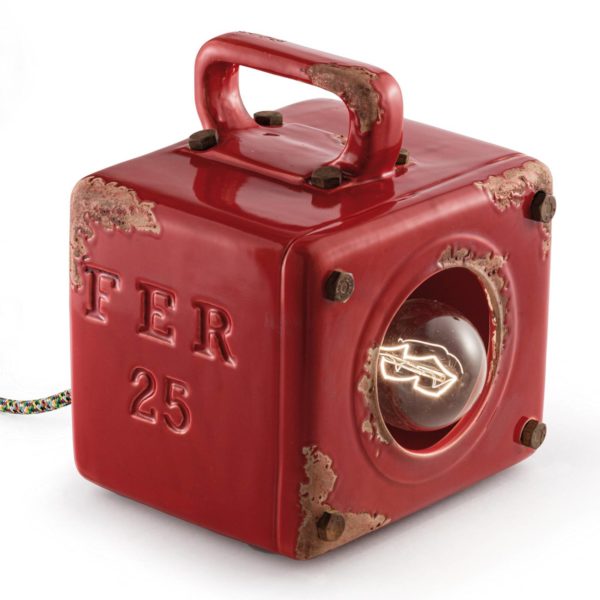 Ferroluce Lampe à poser vintage Lorenzo en rouge Ferroluce