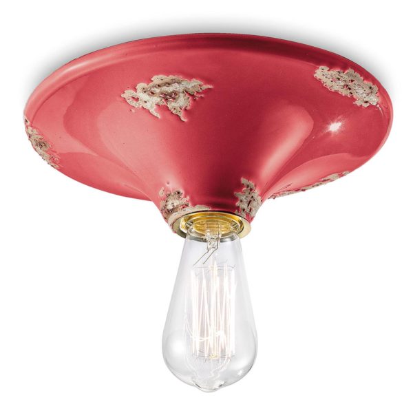 Ferroluce Plafonnier vintage C134 rouge Ferroluce