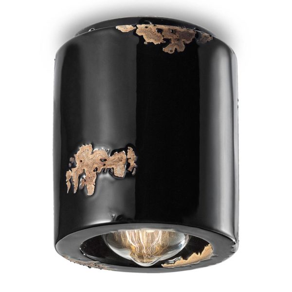 Ferroluce Plafonnier C986 au style vintage, noir Ferroluce