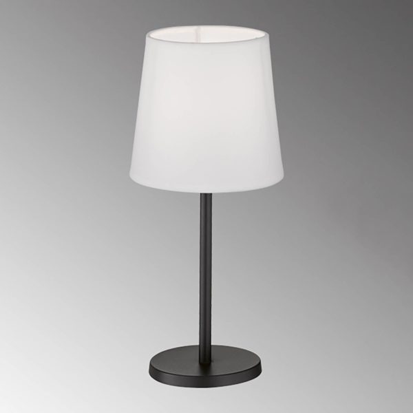 FH Lighting Lampe à poser Eve, abat-jour tissu, noir/blanc FH Lighting
