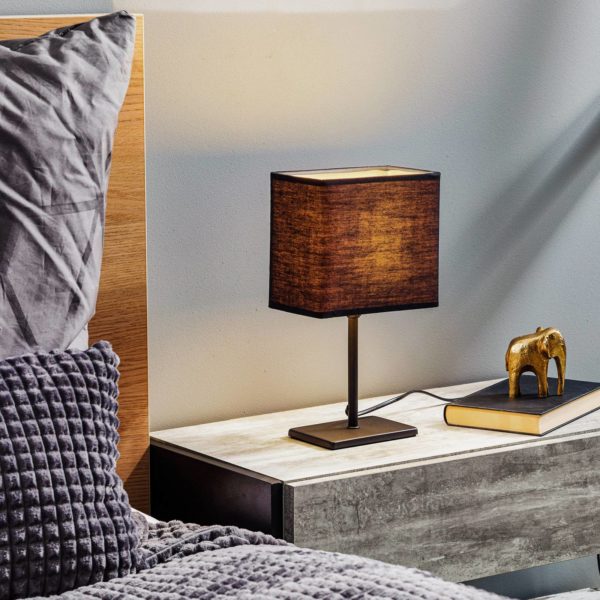 FH Lighting Lampe à poser Kate, abat-jour tissu, noir/doré FH Lighting