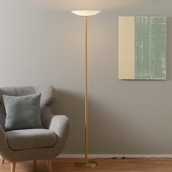 Knapstein Lampadaire à éclairage indirect LED Mika, laiton mat Knapstein
