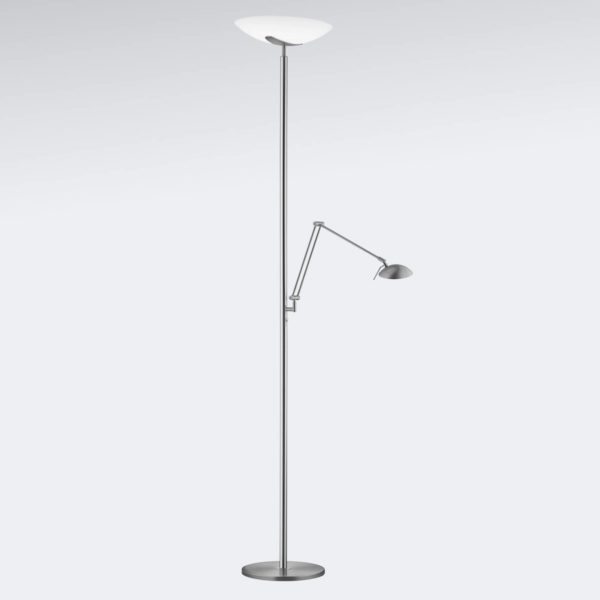 Knapstein Lampadaire à éclairage indirect LED Lya, liseuse, nickel-chromé Knapstein