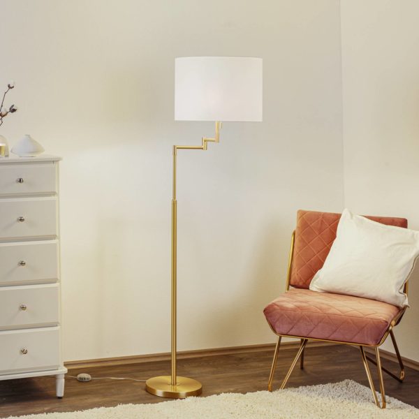 Knapstein Lampadaire Lilian avec variateur LED, laiton mat Knapstein