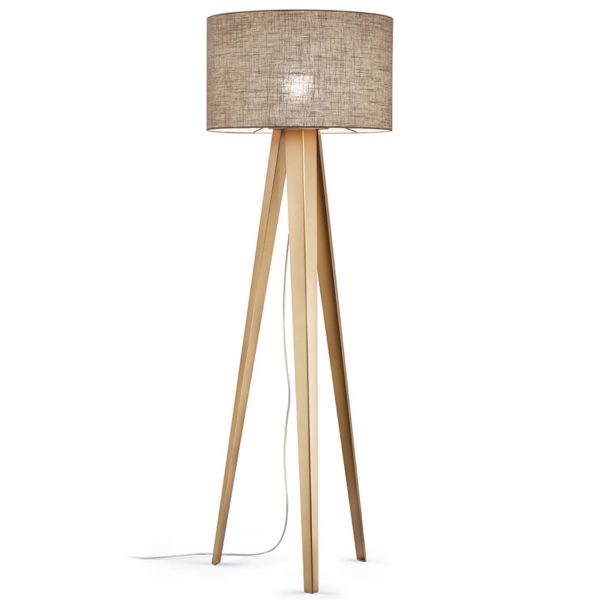 Knapstein Lampadaire trépied Athéna dimmable, abat-jour lin Knapstein