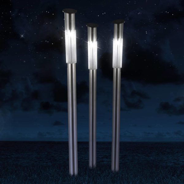 Globo Lampe solaire à piquet en inox, set de 3 Globo