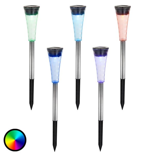 Globo Set 5 lampes solaires Navin, chang. de couleur RVB Globo