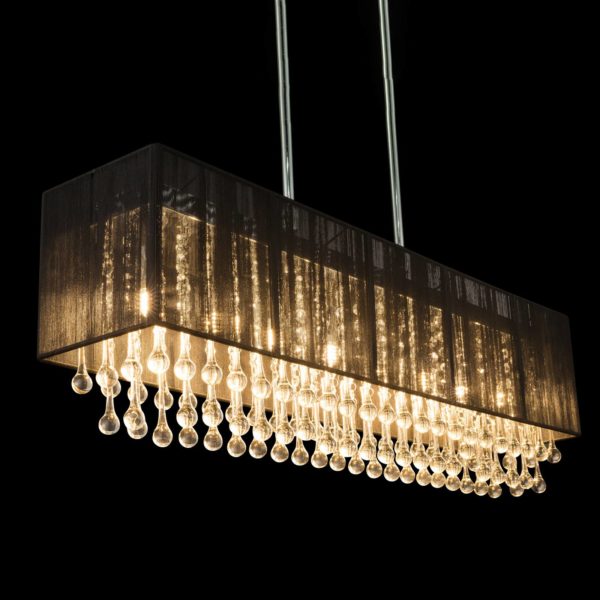 Globo Suspension LED Bagana en métal, verre et soie Globo